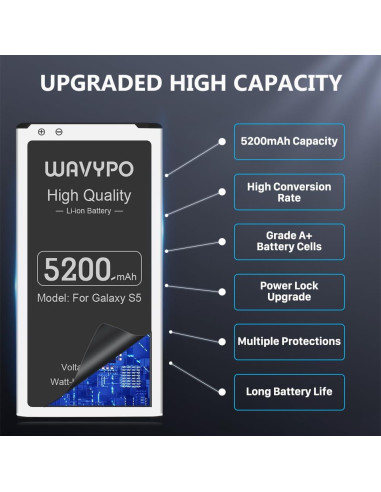 Batería de Reemplazo 5200mAh para Samsung Galaxy S5