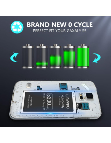 Batería de Reemplazo 5200mAh para Samsung Galaxy S5