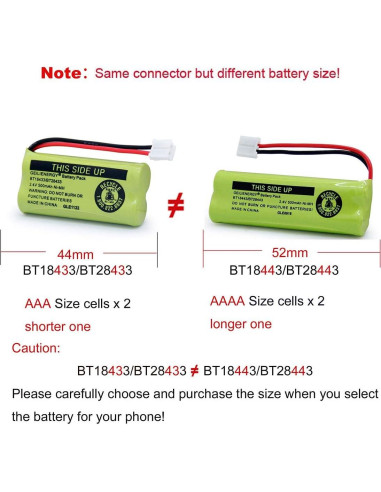 Batería de Reemplazo GEILIENERGY BT18433 Ni-MH 2.4V 500mAh (Paquete de 3)