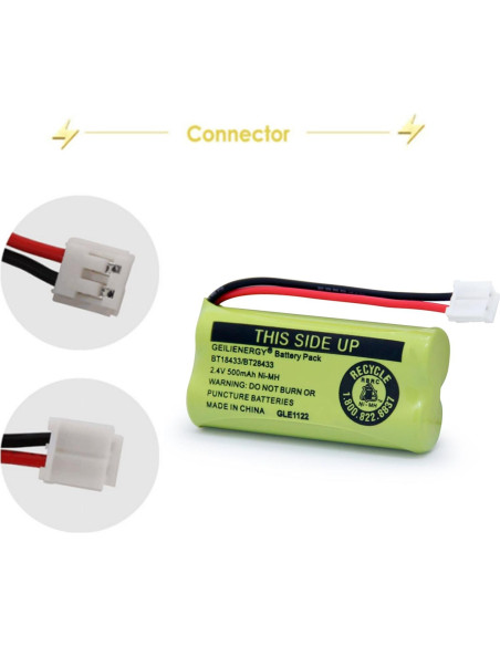 Batería de Reemplazo GEILIENERGY BT18433 Ni-MH 2.4V 500mAh (Paquete de 3)