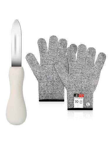 Cuchillo para abrir ostras SMLBJUTE + Guantes L resistentes a cortes