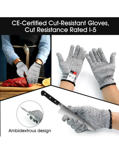 Cuchillo para abrir ostras SMLBJUTE + Guantes L resistentes a cortes