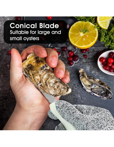Cuchillo para abrir ostras SMLBJUTE + Guantes L resistentes a cortes