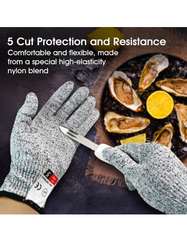 Cuchillo para abrir ostras SMLBJUTE + Guantes L resistentes a cortes
