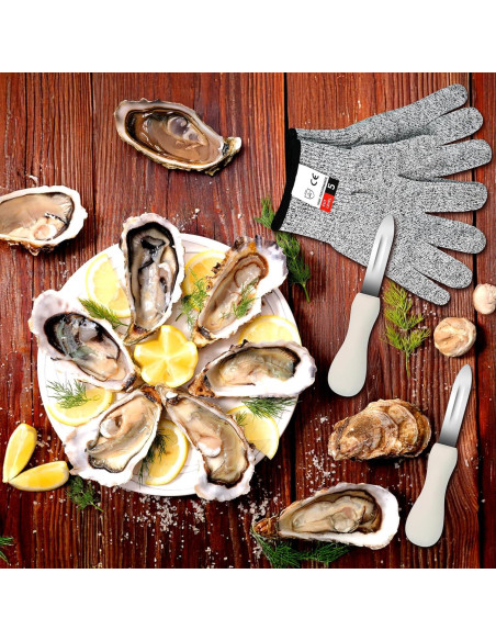 Cuchillo para abrir ostras SMLBJUTE + Guantes L resistentes a cortes