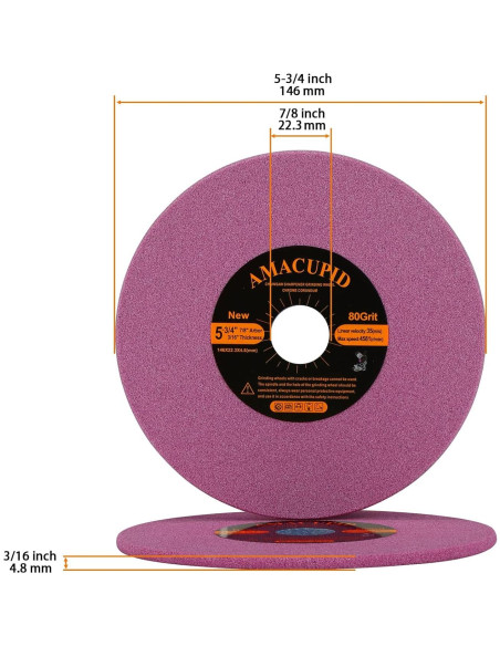 Rueda de Afilado de Motosierra AmaCupid 146 mm Óxido de Cromo