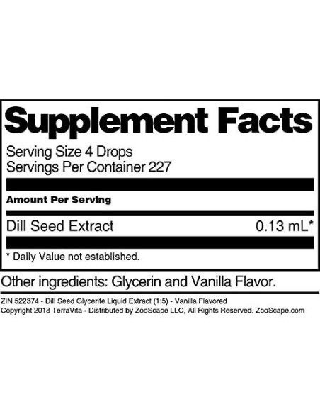 Extracto Líquido de Glicerina de Semilla de Eneldo TerraVita 28.35 g Sabor Vainilla