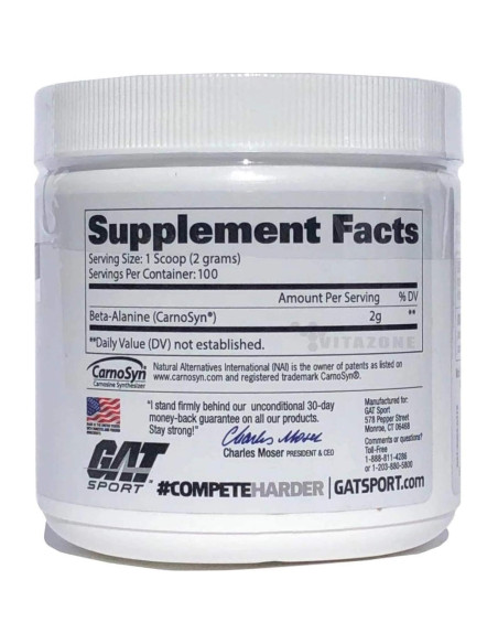 GAT Sport Beta Alanine Powder 200g - Sin Sabor, 100 Porciones
