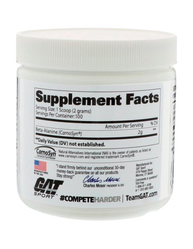 GAT Sport Beta Alanine Powder 200g - Sin Sabor, 100 Porciones