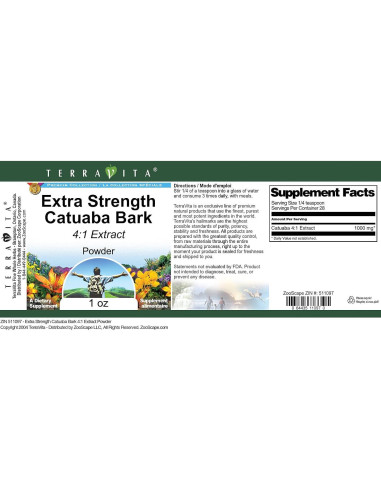 Extracto en polvo de catuaba 4:1 TerraVita 3 paquetes de 28.35 g