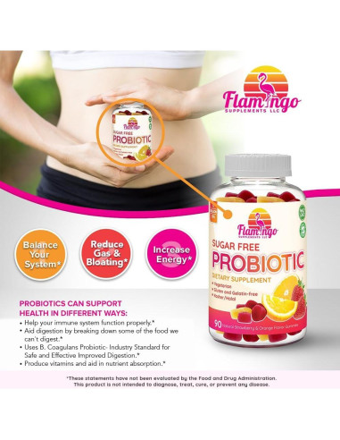 Gomitas Probioticas Sin Azucar Flamingo 90 Unidades 3 Mil Millones CFU