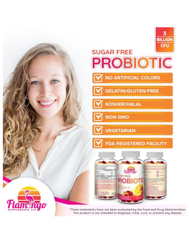 Gomitas Probioticas Sin Azucar Flamingo 90 Unidades 3 Mil Millones CFU