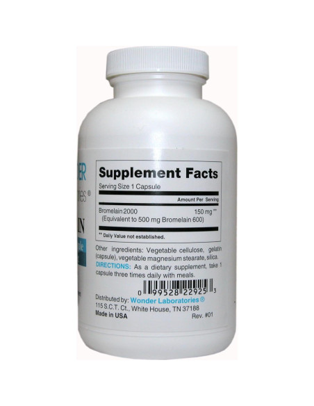 Bromelina 2000mg Wonder Labs - 250 Cápsulas Digestivas