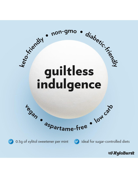 Mentas XyloBurst de Xilitol 200 Unidades Sin Azúcar Veganas