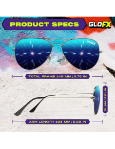Gafas de Difracción GloFX Estilo Piloto Espejo Azul 3D 2