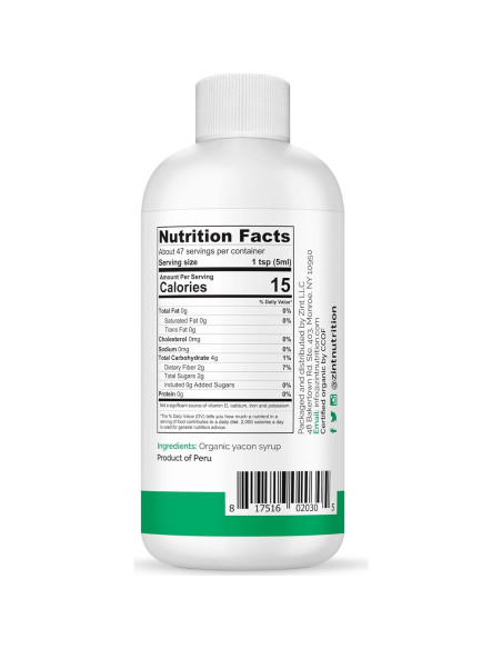 Jarabe de Yacón Orgánico Zint 236.6 ml - Endulzante Natural