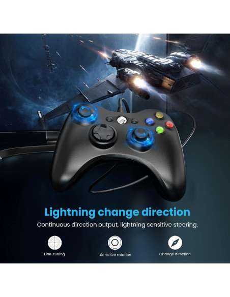 Controlador con cable YAEYE para Xbox 360 y PC USB