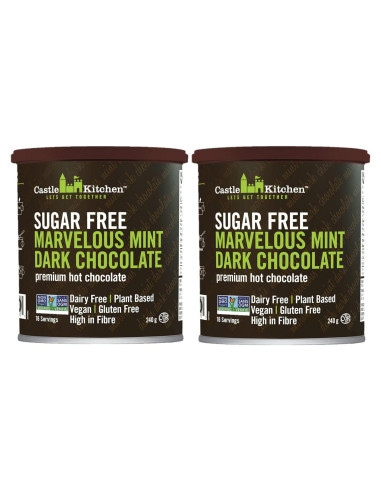 Chocolate Caliente Oscuro Sin Azúcar de Menta Castle Kitchen 2 Latas 454 g