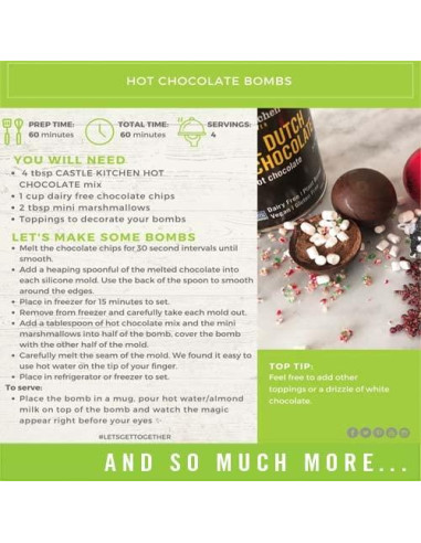 Chocolate Caliente Oscuro Sin Azúcar de Menta Castle Kitchen 2 Latas 454 g