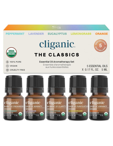 Set de Aceites Esenciales Orgánicos Cliganic - 5 Piezas 100% Puro