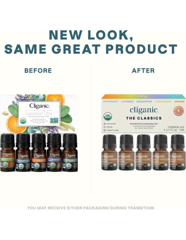 Set de Aceites Esenciales Orgánicos Cliganic - 5 Piezas 100% Puro