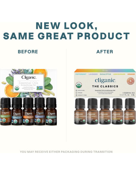 Set de Aceites Esenciales Orgánicos Cliganic - 5 Piezas 100% Puro