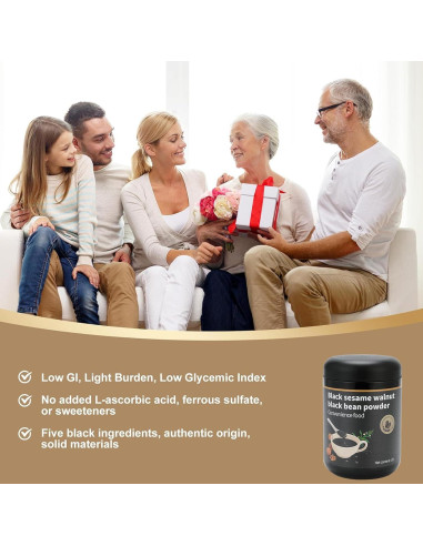 Polvo de Sésamo Negro con Nueces 453g - Bebida Instantánea Vegana