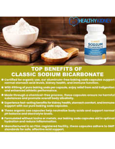 Bicarbonato de Sodio Clásico 650mg Orgánico 120 Cápsulas 2