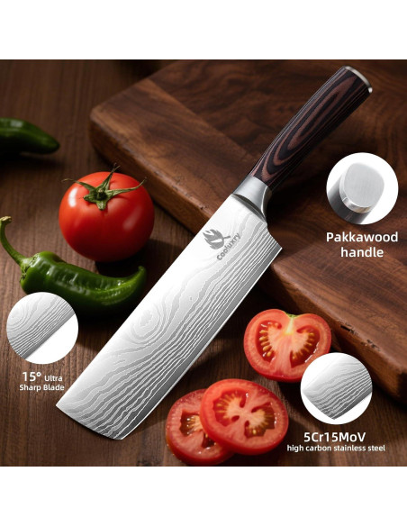 Cuchillo Nakiri 18 cm Acero Inoxidable Mango Ergonómico