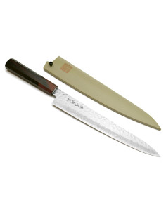 Cuchillo Sujihiki Yoshihiro VG10 Damasco 24 cm Mango Palisandro