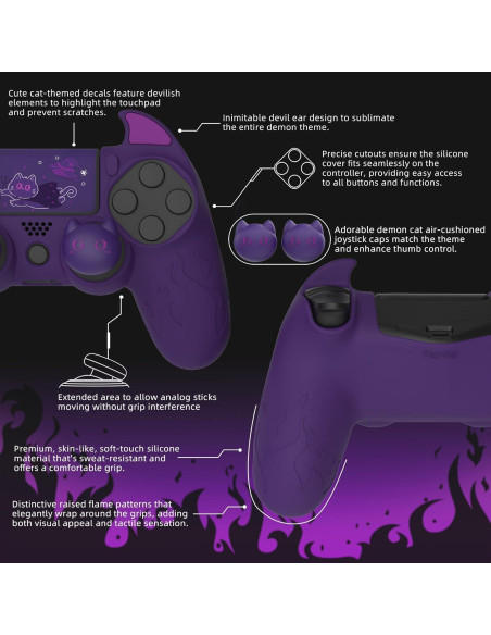 Funda Silicona Antideslizante PlayVital para Controlador PS4 - Morado Funda Silicona Antideslizante PlayVital para Controlador PS4 - Morado