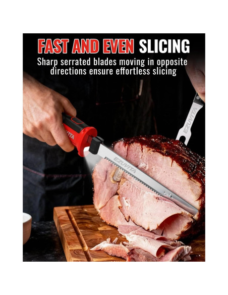 Cuchillo eléctrico inalámbrico EZUVITA 8V con cuchillas de acero