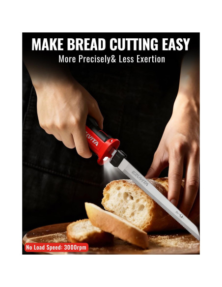 Cuchillo eléctrico inalámbrico EZUVITA 8V con cuchillas de acero