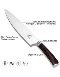Cuchillo Chef imarku 20 cm Acero Inoxidable Alto Carbono 2