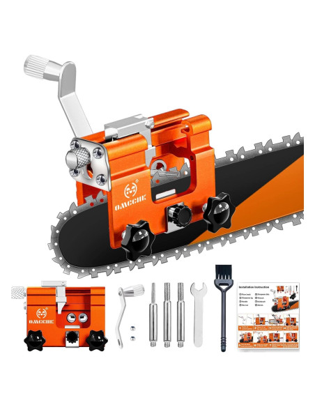 Kit Afilador de Motosierra OMCCHK Manual 3 Piezas Naranja