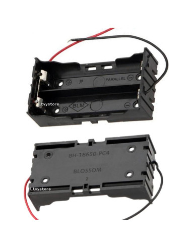 Soporte de Batería 18650 Ltvystore - 4 Pcs, 2 Slots, Plástico
