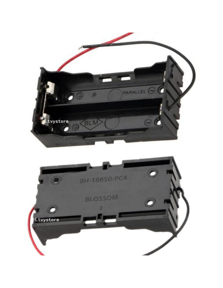 Soporte de Batería 18650 Ltvystore - 4 Pcs, 2 Slots, Plástico