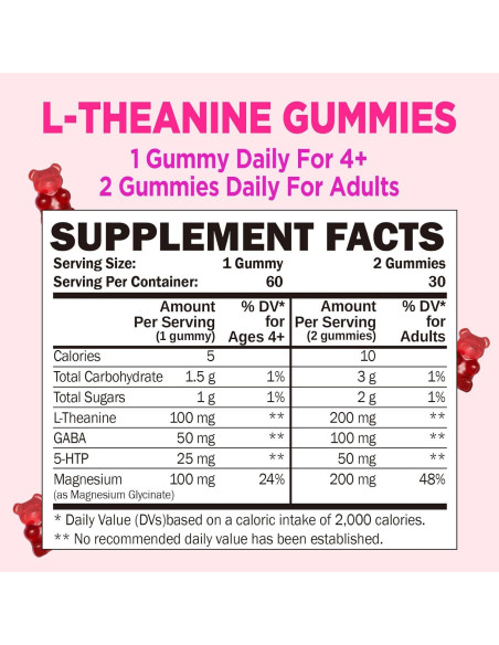 Gominolas L-Theanine 200mg ZA'ZA K ORGANICS Sabor Durazno