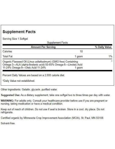 Aceite de Semilla de Lino Swanson 200 Cápsulas Blandas 1g