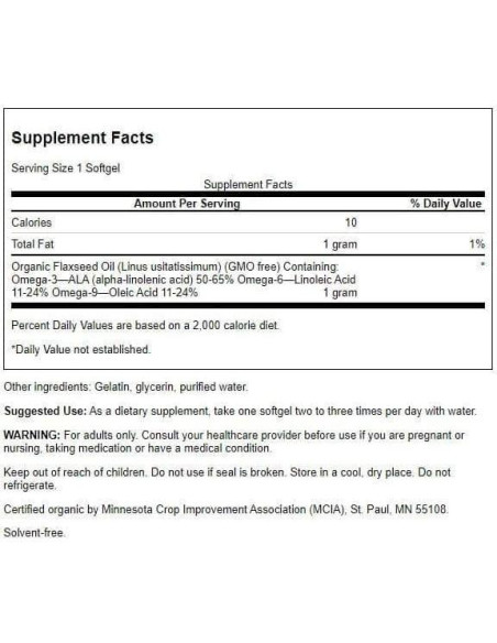 Aceite de Semilla de Lino Swanson 200 Cápsulas Blandas 1g