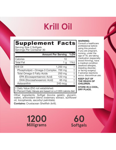 Aceite de Krill Jarrow Formulas 60 Cápsulas Blandas Omega-3