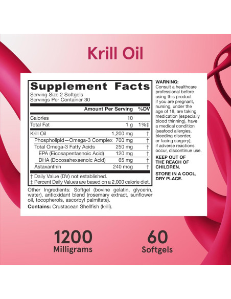 Aceite de Krill Jarrow Formulas 60 Cápsulas Blandas Omega-3