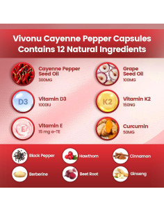 Suplemento Softgels VivoNu Pimienta de Cayena 14-en-1 163g 2