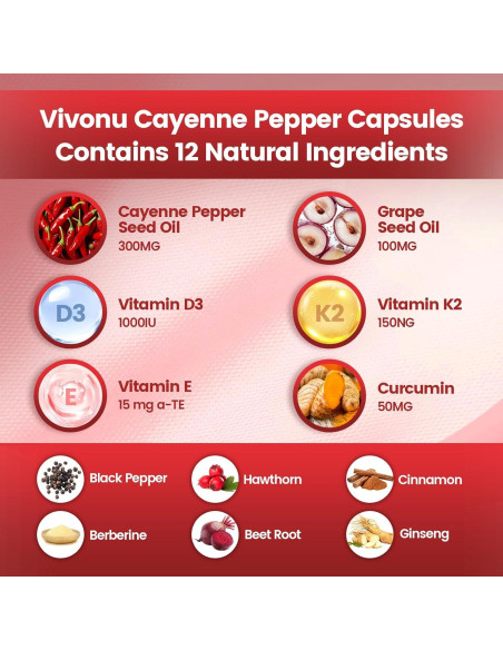 Suplemento Softgels VivoNu Pimienta de Cayena 14-en-1 163g