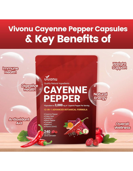 Suplemento Softgels VivoNu Pimienta de Cayena 14-en-1 163g
