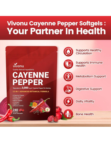 Suplemento Softgels VivoNu Pimienta de Cayena 14-en-1 163g