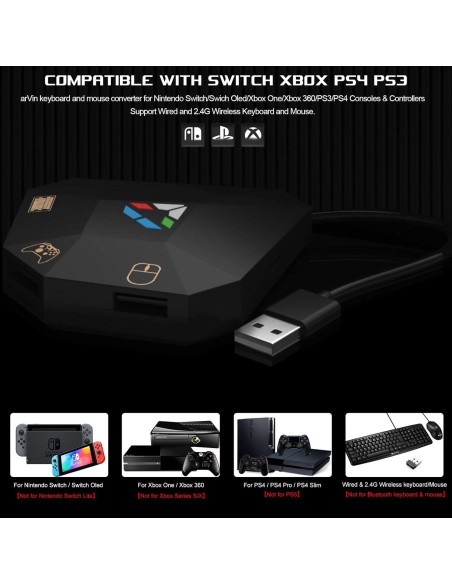 Adaptador de Teclado y Ratón arVin para Consolas PS4/Xbox Adaptador de Teclado y Ratón arVin para Consolas PS4/Xbox