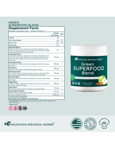 Mezcla de Superalimentos Verdes Mountain Meadow Herbs 30 Porciones