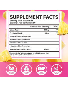 Gomitas Probioticas Femeninas Her Juicy Sabor Piña 60 Unidades 2