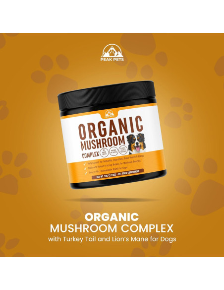 Suplemento en Polvo de Champiñones Peak Pets 90g - Inmunidad y Salud